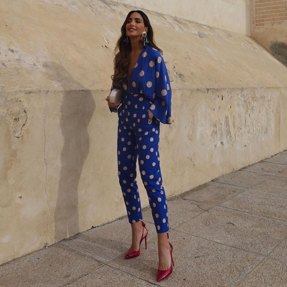 ZARA Polka Dot Linen Blouse - Picture 4 of 9